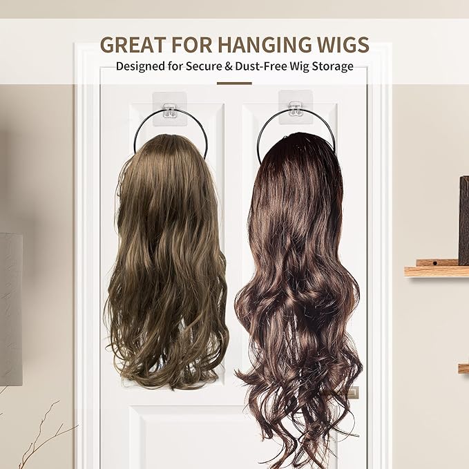 10 Pack Hat & Wig Stand Organizer for Multiple Wigs Hanger, Wig Holder, Space Saving Storage Rack for Hat, Tie, Scarf (Black)