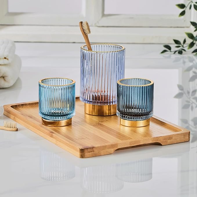 Makeup Brush Holder Organizer,Toothbrush Holders,Desk Pen Pencil Holder,Multifunctional Vintage Glass Brush Cup(A3-20-US)
