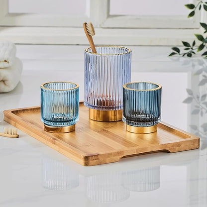 Makeup Brush Holder Organizer,Toothbrush Holders,Desk Pen Pencil Holder,Multifunctional Vintage Glass Brush Cup(A3-20-US)