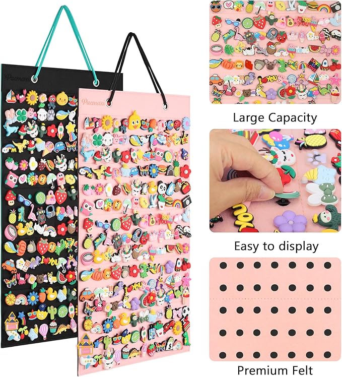 Pacmaxi Shoe Charms Organizer with 180 Holes, Portable Shoe Decoration Display Stand, Wall Mounted Holder for Charms
