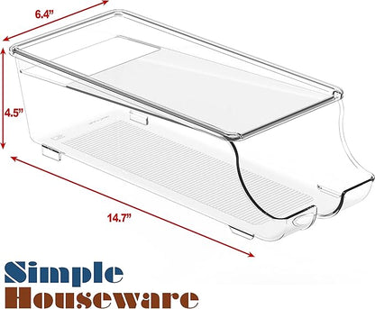Simple Houseware 2-Pack Auto-Rolling Beverage Can Organizer for Fridge, Clear Front-Loading Soda Dispenser with Smooth Glide Design, Space-Saving Refrigerator Storage Bins