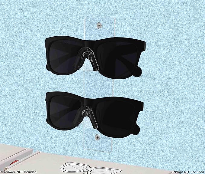 Marketing Holders Acrylic Sunglasses Organizer Clear See Through Sunglasses Storage with Hardware Wall Sunglass Hanging Display Rack for 2 Pairs of Eyewear