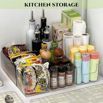 Foldable Storage Bins, Clear Expandable Boxes for Organizing, Adjustable from 9.65-16.93" Drawer Organizers Separators Dividers for Bedroom Kitchen Utensils Tools Closet