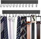 Belt Hanger Wall Mounted, Wooden Belt Organizer 2 Pack Max 24 Storage Capacity, 180° Rotating Space Saving Hangers for Ties, Tank Tops, Scarves, Bras, Keys, Bags Halloween Black