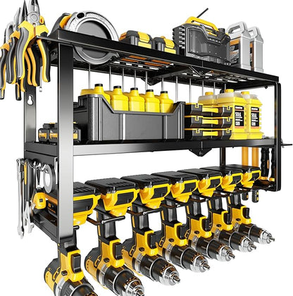Hipidian Fathers Day Dad Gifts for Men, Power Tool Organizer Wall Mount- 300lb Capacity 3-Tier Storage Rack with 7 Drill Holders for Garage Tools, Best Birthday Gifts for Men Dad Husband