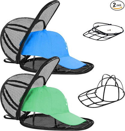 NAZZO Hat Washer for Dishwasher Washing Machine, Hat Cleaner Protector Holder for Curved Caps with Mesh Bag, Foldable Cap Washer Frame Cage Universal Adult Kids Basketball Cap, Black, 2 Pack