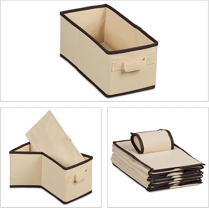 Relaxdays Wardrobe Hanging Shelf, 7 Compartments, Fabric, 106 x 16.5 x 31 cm, 2 Drawers, Clothes Organiser, Beige