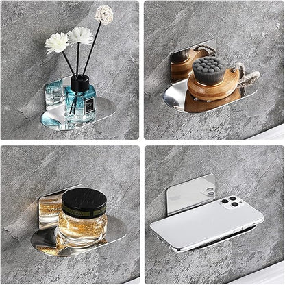 Adhesive Soap Dish, Bath Soap Dish for Shower, 304 Stainless Steel Wall Mounted Bar Soap Holder for Bathroom Kitchen- No Drilling (Chrome)