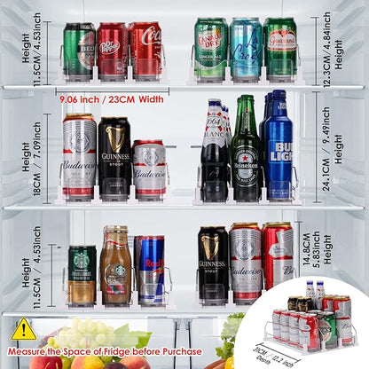 Stackable 4 Tiers Can Organizer Pantry and Automatic Soda Can Organizer for Refrigerator Can Dispenser