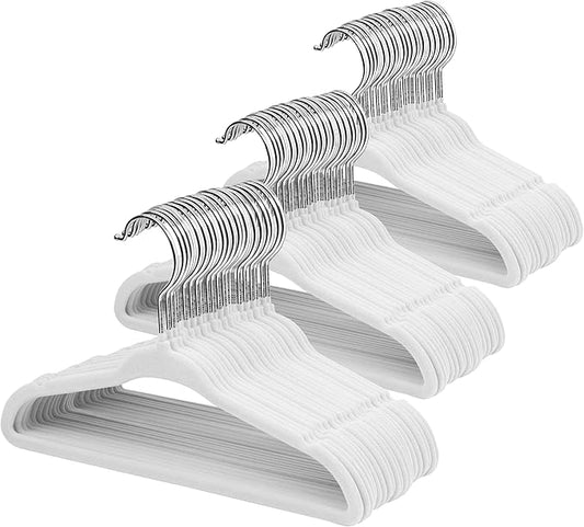 ManGotree 11" Baby Velvet Hangers, Non-Slip Kids Coat Hangers with 360° Swivel Hook, Ultra-Thin Felt Children's Hanger for Infant & Toddler Clothes, 66 Pack (White)