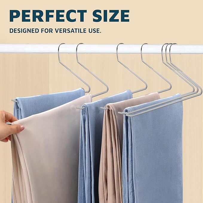 Lifemaster Metal Pants Hanger Set - 30 Pieces Elegant Non-Slip Closet Space Saving Hanger Set for Pants, Trouser, Blankets, and Jeans with Open Ended Sleek Design - White
