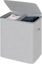 Dual Section 90 liter/23.8 gallon Laundry Hamper Separation Basket with lid, 2 Removable Washing Bags with Handles,Large Laundry Sorter for Easy Clothes Separation - Gray