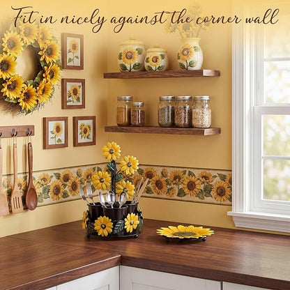Sunflower Utensil Holder Sunflower Kitchen Decor and Accessories Cute Kitchen Decor Set Countertop Country Stuff Home Vintage Rustic Unique Counter Gift for Spatula Ladle Counter