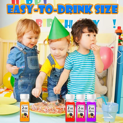 30 Pcs 2oz Small Plastic Shot Bottles with White Caps,Reusable Clear Juice Bottles,Empty Plastic Containers with 10 Funnels for Ginger Shots,Liquids,Beverages