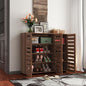 Shoe Cabinet, 5-Tier Shoe Storage Cabinet with Adjustable Shelves, Wooden Shoe Rack Organizer with Louvered Doors for Entryway, Hallway, Bedroom, Living Room