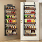 6 Tier Over The Door Pantry Orangizer 2 IN 1 Wall Mounted or Hanging Spice Rack with Adjustable Wood Basket,Heavy Duty Seasoning Storage Shelf for Kitchen Pantry and Bathroom
