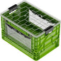 SIDIO Full-Size Collapsible Crate - Heavy Duty Stackable Storage Bin with Lid & 2 Short-Ways Dividers, Durable Plastic Organizer for Home, Office, Garage & Outdoor Use (Slime)