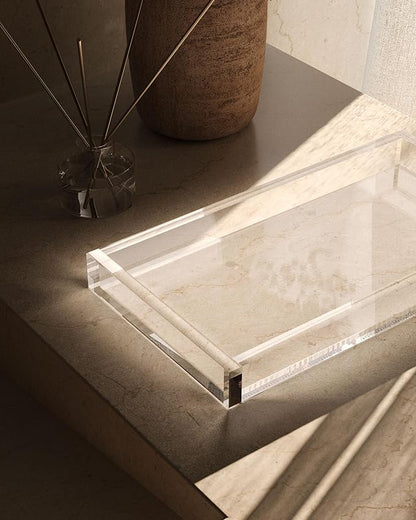 Ultra Thick Acrylic Bathroom Tray/Vanity Tray for Perfume/Counter/Dresser/Candle/Kitchen, Toilet Tank Tray/Back of Toilet Tray，Nightstand/Catchall/Decorative Tray, Countertop Accessories
