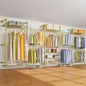Timate F5 Expandable Wall Mounted Clothes Rack with 8 Adjustable Shelves & 4 Expandable Hanger Rods, Heavy Duty Industrial Pipe Clothing Rack for Hanging Clothes, Fits Spaces 10'3"- 12'3", Gold