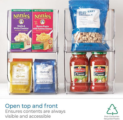 InterDesign iDesign Linus Stacking Organizer Bins for Kitchen, Pantry, Office, Bathroom, Extra Large-Clear (Pack of 4)