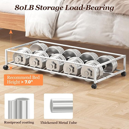Yecaye Under Bed Storage with Wheels 2 Pack, 70L Larger Capacity Under Bed Storage Containers, Underbed Shoe Storage Organizer, Rolling Under Bed Metal Drawers for Clothes, Blankets(35.5 x 17 x 6.7in)