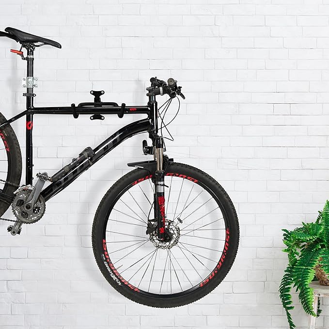 Relaxdays Bicycle Wall Mount, Foldable, Garage & Basement, Load Capacity 30 kg, H x W x D: 18 x 27 x 36 cm, Bicycle Holder, Black