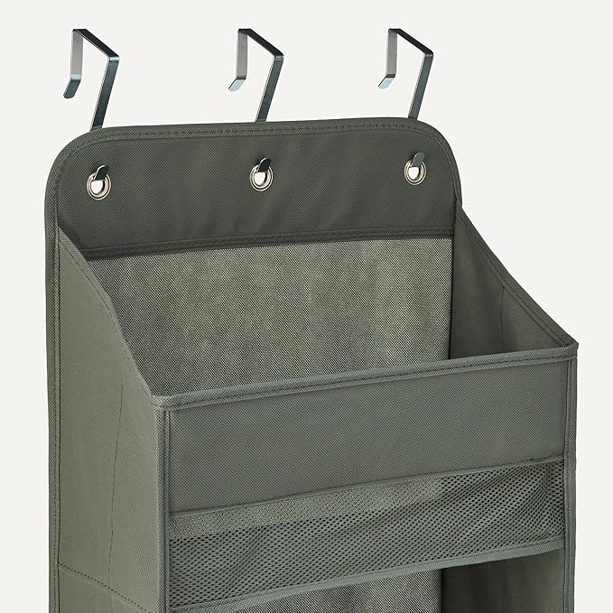 Amazon Basics 5 Tier Over the Door Hanging Shoe Organizer, Large Capacity, Space Saving, 6.4 x 54.5 x 14.9 in, Dark Grey