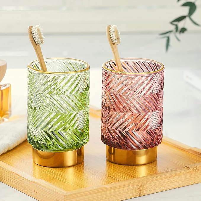 Makeup Brush Holder Organizer,Toothbrush Holders,Desk Pen Pencil Holder,Multifunctional Vintage Glass Brush Cup（A40-4-US）