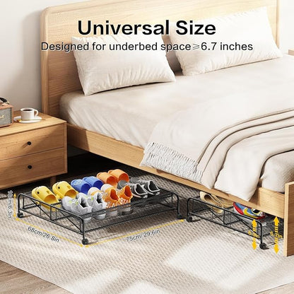 Under Bed Shoe Storage Organizer,1 Pack Shoe Storage with Wheels for Shoe Organizer for Closet Drawer Space Saving for Bedroom