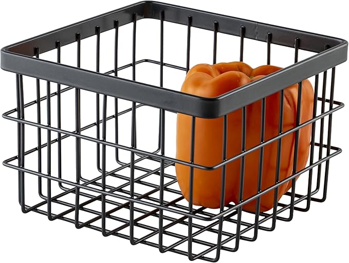 G.E.T. WB-664-MG Square Metal Storage Wire Basket for Pantry, Produce and More, 6" x 6" x 2"