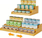 Expandable Bamboo Can Storage Display for Pantry, Easy-Access 3-Tier Adjustable Can Organizer Shelf for Cabinets, Canned Goods & Food Storage, Soda Can Organizer Holds Up to 24 Cans (Patent Pending)