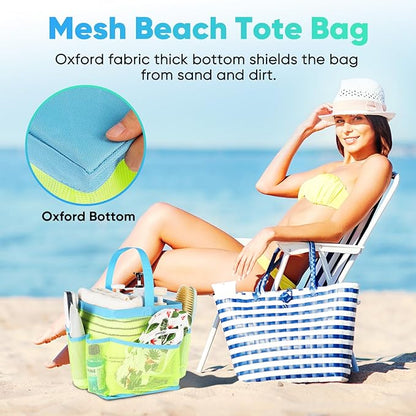 EUDELE Mesh Shower Caddy Portable, 8-Pocket Large Capacity, Quick Dry, Easy Clean, Ideal for Beach, Swimming, Gym, Travel