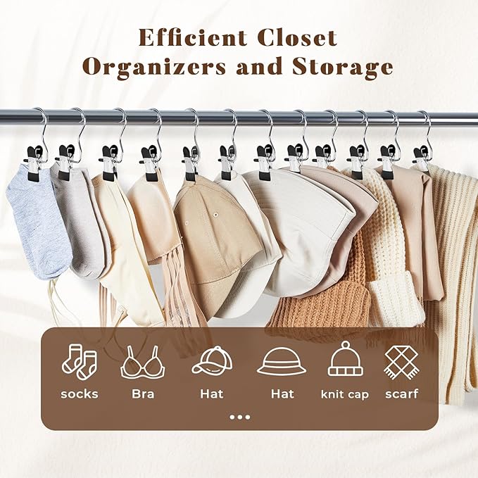 HOUSE DAY Metal Legging Organizer for Closet, Yoga Pants Hangers Pack of 40 with Rubber Coated Clips, Space Saving Storage for Boots, Workout Sets, and Hats