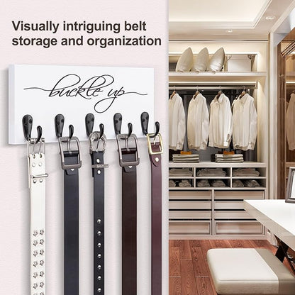 Tie Rack and Belt Organizer for Closet, Wall Mount Belt Hanger and Tie Organizer for Stores and Displays Mens Accessories for Easy Selection and Space Saving Efficiency(11.4" x 4.7") (White)