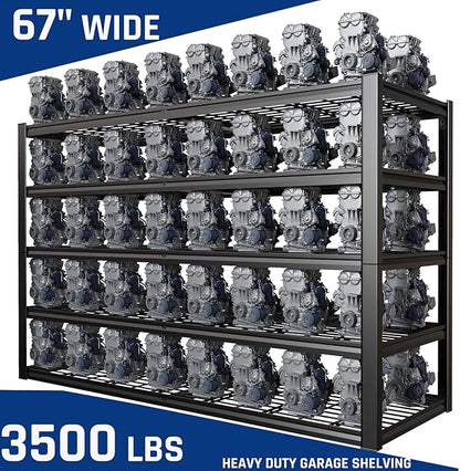 67" Wide 5-Tier Garage Shelving Unit, 67" W x 24" D x 84" H, Heavy Duty Garage Storage Shelves,3500 LBS Capacity, Industrial Adjustable Shelves for Basement Warehouse