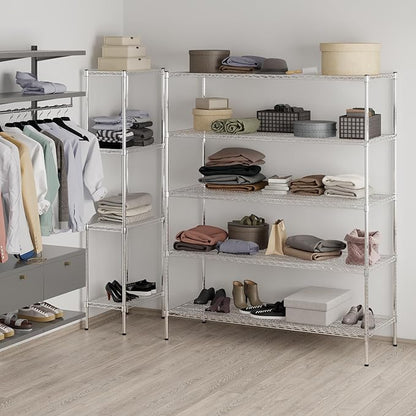 24" Deep x 60" Wide x 74" Height Wire Shelving Kit | 5-Tier | NSF Commercial Storage Rack Unit