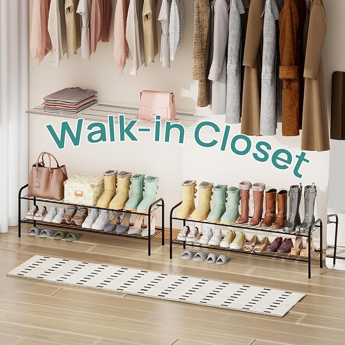 viewcare 2-Tier Shoe Rack for Closet, Extra Long Shoe Rack for Entryway & Garage, Sturdy Metal Construction, Shoe Organizer Holds 9-13 Pairs