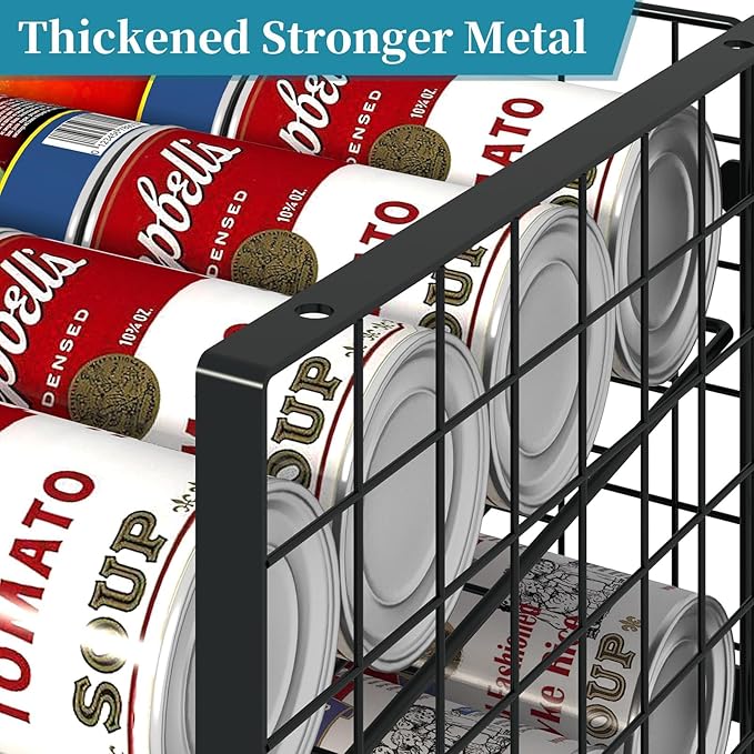 Sbanmao 2-Pack Stackable Can Organizer for Pantry, Adjustable Can Holder Rack for Canned Food Soda Drink Goods Storage up to 36 Cans Storage, 2 Tier, Black