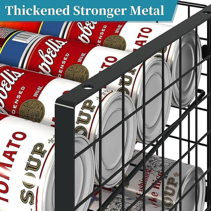 Sbanmao 2-Pack Stackable Can Organizer for Pantry, Adjustable Can Holder Rack for Canned Food Soda Drink Goods Storage up to 36 Cans Storage, 2 Tier, Black