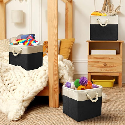 Simple Houseware 13" x 13" Large Fabric Storage Cubes for Closet and Cube Organizer, 3 Pack, Black