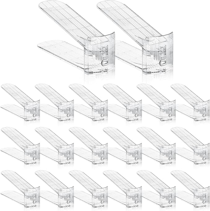 Clear Shoe Slot Organizer, 30 Pack Adjustable Shoe Slots Organizer for Closet Clear Shoe Stackers Shoe Rack Holder Shoes Space Savers for a Pair of Shoes