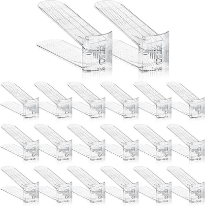 Clear Shoe Slot Organizer, 20 Pack Adjustable Shoe Slots Organizer for Closet Clear Shoe Stackers Shoe Rack Holder Shoe Space Savers for A Pair of Shoes(Transparent)