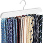 RESOVO Upgraded Tie Rack Hanger with 20 Foldable Metal Hooks, Space Saving Necktie Organizer for Men – Large Capacity Tie and Belt Wooden Hanger for Closet - White