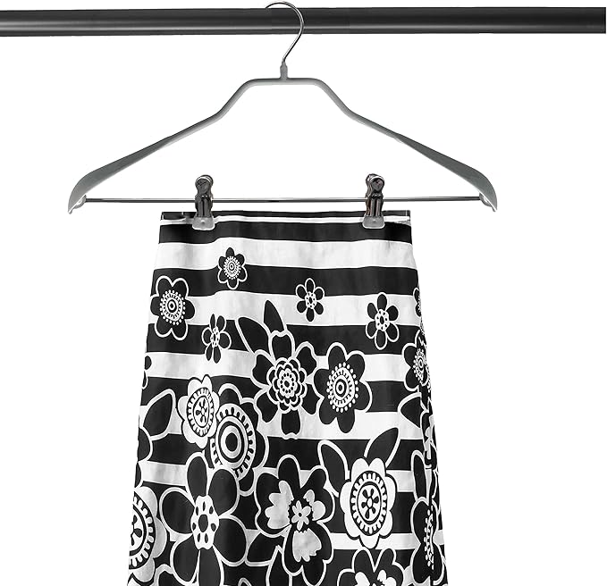 Mawa by Reston Lloyd BodyForm Series Non-Slip Space Saving Clothes Hanger with 2 Clips for Pants or Skirts, Style 42/LK, Set of 5, Silver