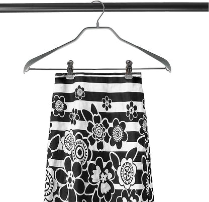 Mawa by Reston Lloyd BodyForm Series Non-Slip Space Saving Clothes Hanger with 2 Clips for Pants or Skirts, Style 42/LK, Set of 5, Silver