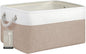 Large Storage Baskets- 15.7x11.8x8.26 inch Storage Bins for Shelves and Closet Organizing, Foldable Fabric Bin for Home Organization Clothes and Laundry (1-Pack, White&Khaki)