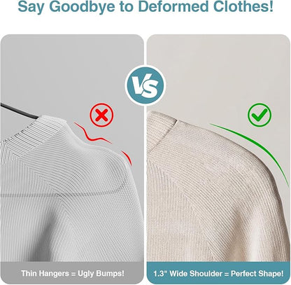 Plastic Clothes Hanger, Extra Thick Plastic Wide Shoulder Adult 360 Degrees Rotate Slip Resistant Standard Clothing Hanger Ideal for Everyday Use Brown 10 Pack