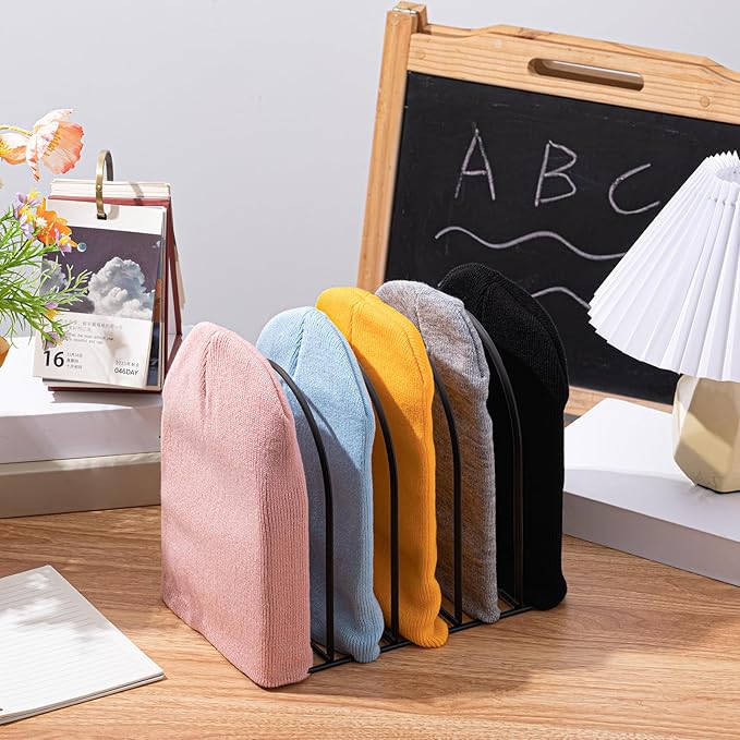 Hicarer 2 Pcs Heavy Duty Beanie Holder Organizer Knitted Hat Storage Rack Metal Display Stand Cap Holder for Winter Swimming Hat Display Home Entryway Tabletop Bedroom Closet Dresser Room Office