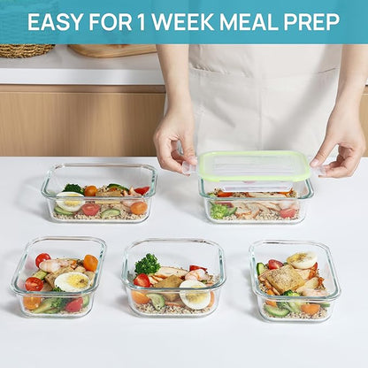 Vtopmart 8 Pack Glass Food Storage Containers with Lids (Grass Green)