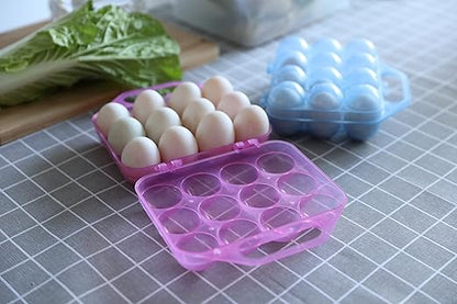 Clear Plastic Egg Carton, 12 Egg Holder Carrying Case with Handle, Set of 6